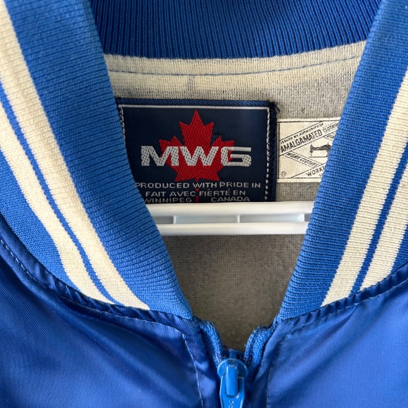 Vintage Mens MWG Full Zipper Jacket Shiny Blue - no size tag - Picture 3 of 3